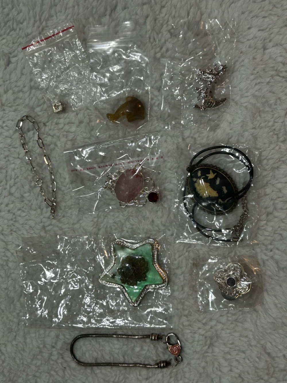 Mixed Jewelry Lot Dragon Brooch Cameo Pendant Statement Bundle